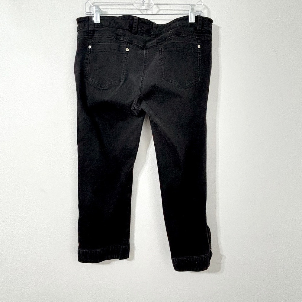 Vtg Lip Service Black Capri‎ Pants Goth Womens Sz 13 Grommets Zippers Punk Emo - Picture 3 of 11